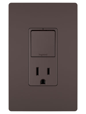 Legrand - RCD38TRDBCC6 - Single Pole/3-Way Switch with 15A Tamper-Resistant Outlet - radiant - Dark Bronze