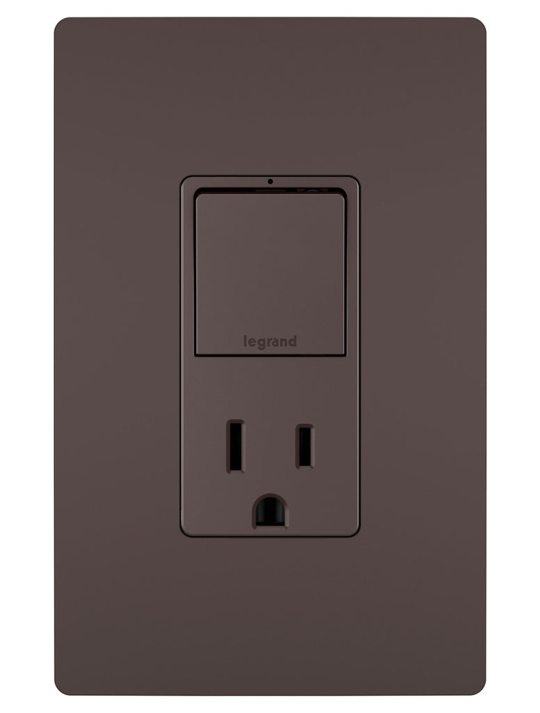 Legrand - RCD38TRDBCC6 - Single Pole/3-Way Switch with 15A Tamper-Resistant Outlet - radiant - Dark Bronze