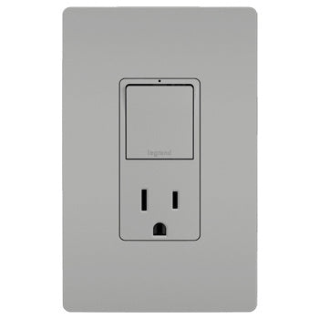 Legrand - RCD38TRGRY - Single Pole/3-Way Switch with 15A Tamper-Resistant Outlet - radiant - Gray