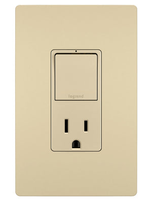 Legrand - RCD38TRI - Single Pole/3-Way Switch with 15A Tamper-Resistant Outlet - radiant - Ivory