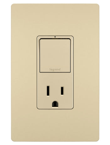 Legrand - RCD38TRI - Single Pole/3-Way Switch with 15A Tamper-Resistant Outlet - radiant - Ivory