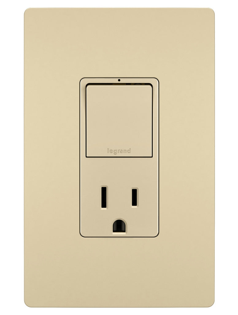 Legrand - RCD38TRI - Single Pole/3-Way Switch with 15A Tamper-Resistant Outlet - radiant - Ivory