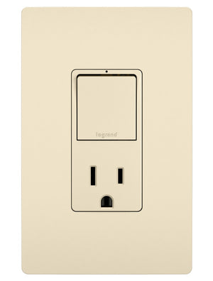 Legrand - RCD38TRLA - Single Pole/3-Way Switch with 15A Tamper-Resistant Outlet - radiant - Light Almond