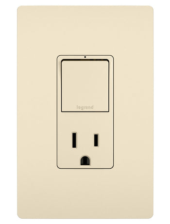 Legrand - RCD38TRLA - Single Pole/3-Way Switch with 15A Tamper-Resistant Outlet - radiant - Light Almond