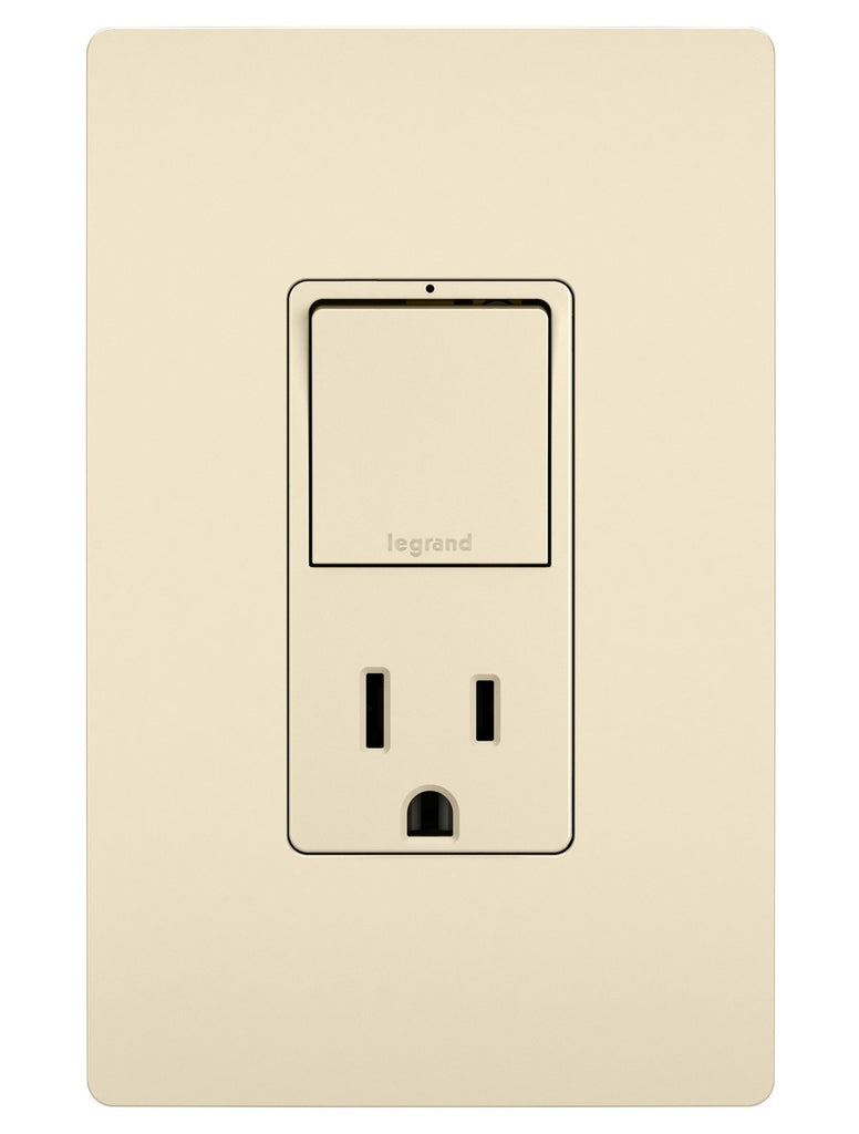 Legrand - RCD38TRLA - Single Pole/3-Way Switch with 15A Tamper-Resistant Outlet - radiant - Light Almond