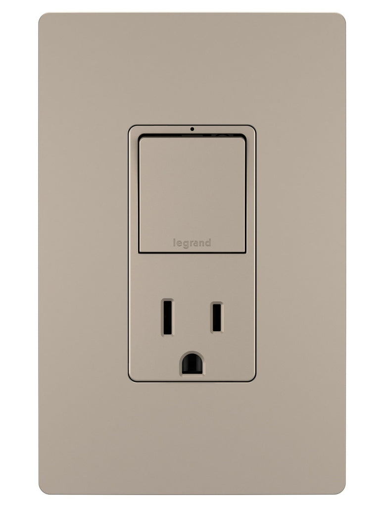 Legrand - RCD38TRNICC6 - Single Pole/3-Way Switch with 15A Tamper-Resistant Outlet - radiant - Nickel