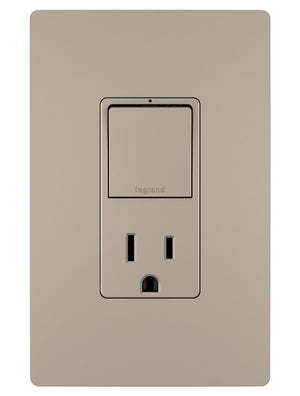 Legrand - RCD38TRNICC6 - Single Pole/3-Way Switch with 15A Tamper-Resistant Outlet - radiant - Nickel