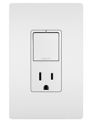 Legrand - RCD38TRW - Single Pole/3-Way Switch with 15A Tamper-Resistant Outlet - radiant - White