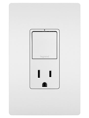 Legrand - RCD38TRW - Single Pole/3-Way Switch with 15A Tamper-Resistant Outlet - radiant - White