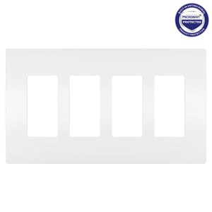 Legrand - RWP264WAMCC6 - Four-Gang Screwless Wall Plate with Microban - radiant - White