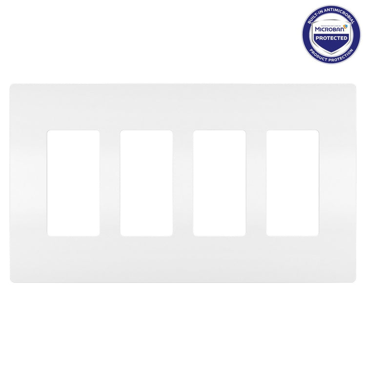 Legrand - RWP264WAMCC6 - Four-Gang Screwless Wall Plate with Microban - radiant - White