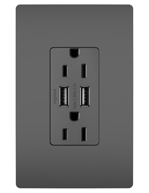 Legrand - TM826USBBK - 15A Tamper-Resistant USB Outlet - radiant - Black