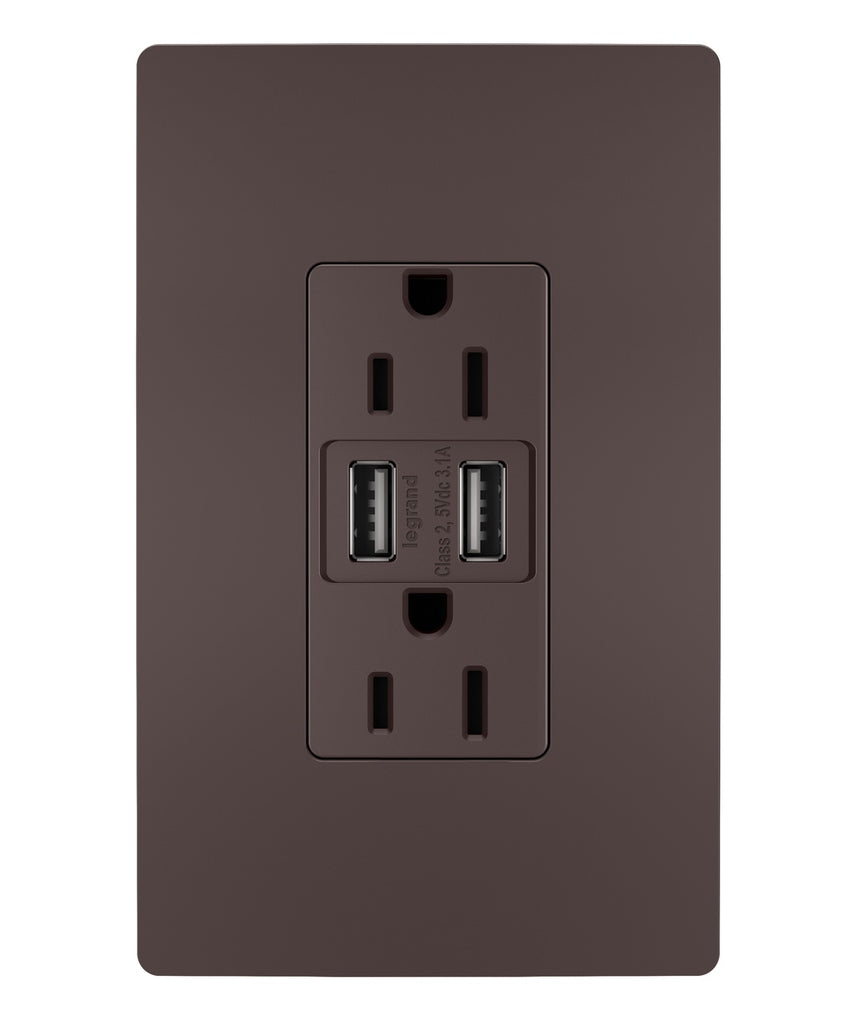 Legrand - TM826USBDBCCV4 - 15A Tamper-Resistant USB Outlet - radiant - Dark Bronze