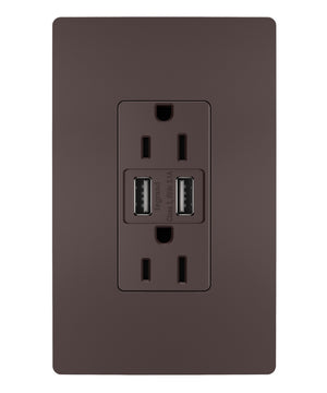 Legrand - TM826USBDBCCV4 - 15A Tamper-Resistant USB Outlet - radiant - Dark Bronze