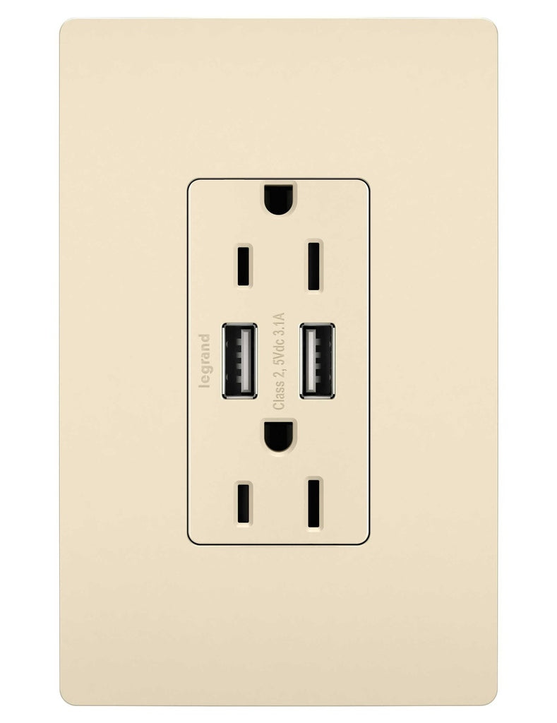 Legrand - TM826USBLA - 15A Tamper-Resistant USB Outlet - radiant - Light Almond