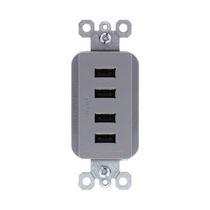 Legrand - TM8USB4GRYCC6 - Quad USB Charger - radiant - Gray