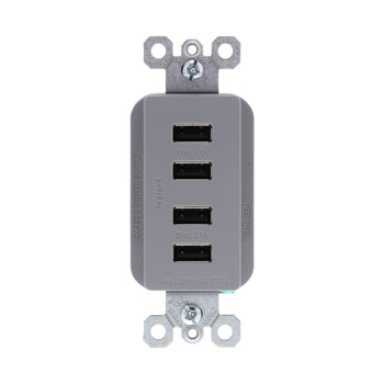 Legrand - TM8USB4GRYCC6 - Quad USB Charger - radiant - Gray
