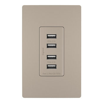 Legrand - TM8USB4NICC6 - Quad USB Charger - radiant - Nickel