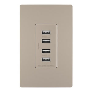 Legrand - TM8USB4NICC6 - Quad USB Charger - radiant - Nickel