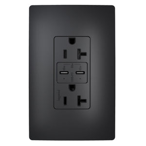 Legrand - TR20USBPD65BK - 65W Commercial USB Outlet, Type C, 20A, Tamper-Resistant - radiant - Black