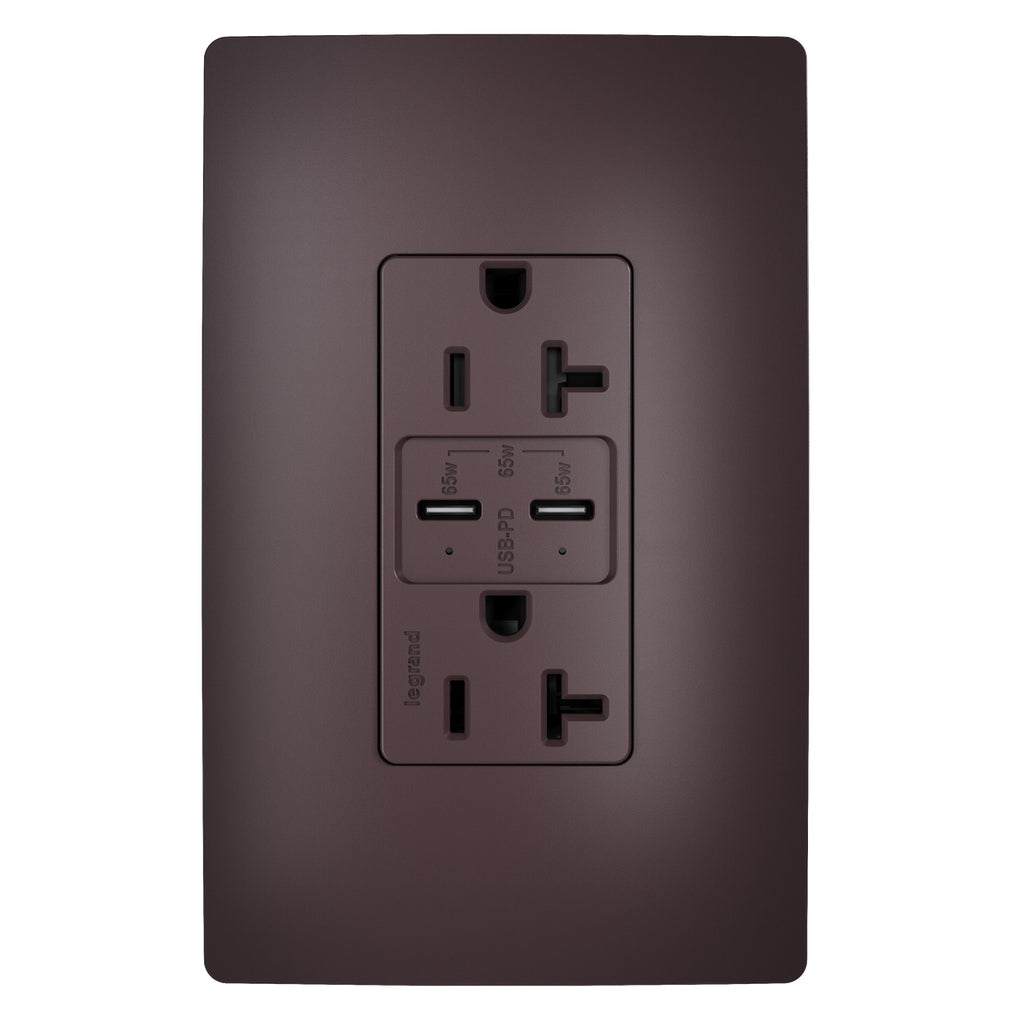 Legrand - TR20USBPD65DB - 65W Commercial USB Outlet, Type C, 20A, Tamper-Resistant - radiant - Dark Bronze