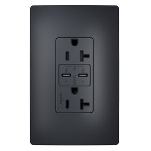 Legrand - TR20USBPD65G - 65W Commercial USB Outlet, Type C, 20A, Tamper-Resistant - radiant - Graphite