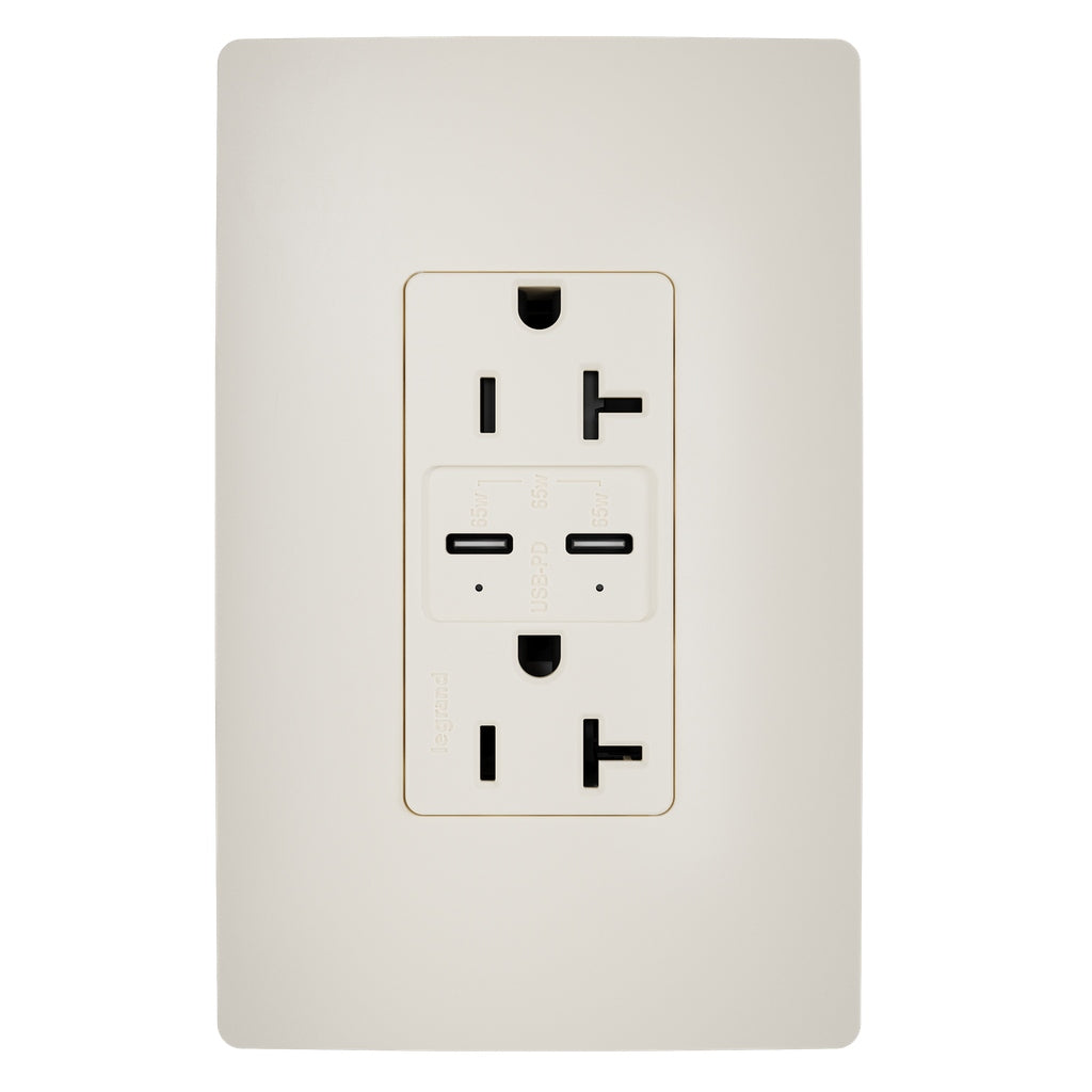 Legrand - TR20USBPD65LA - 65W Commercial USB Outlet, Type C, 20A, Tamper-Resistant - radiant - Light Almond