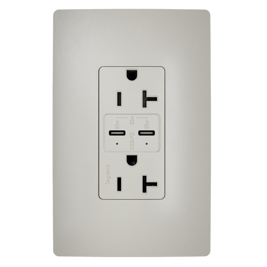 Legrand - TR20USBPD65NI - 65W Commercial USB Outlet, Type C, 20A, Tamper-Resistant - radiant - Nickel