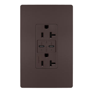 Legrand - TR20USBPDDB - 20A Tamper Resistant Ultra Fast PLUS Power Delivery USB Type C/C Outlet - radiant - Dark Bronze