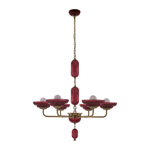 Kalco - 519671STB/MGNT - Six Light Chandelier - Verde - Satin Brass