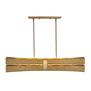 Kalco - 528461RBG - Six Light Linear Pendant - Dos - Rustic Gold and Brushed Gold