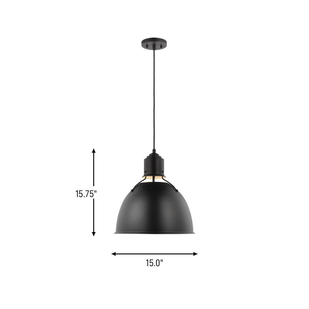 Visual Comfort Studio - 6680301-112 - One Light Pendant - Huey - Midnight Black