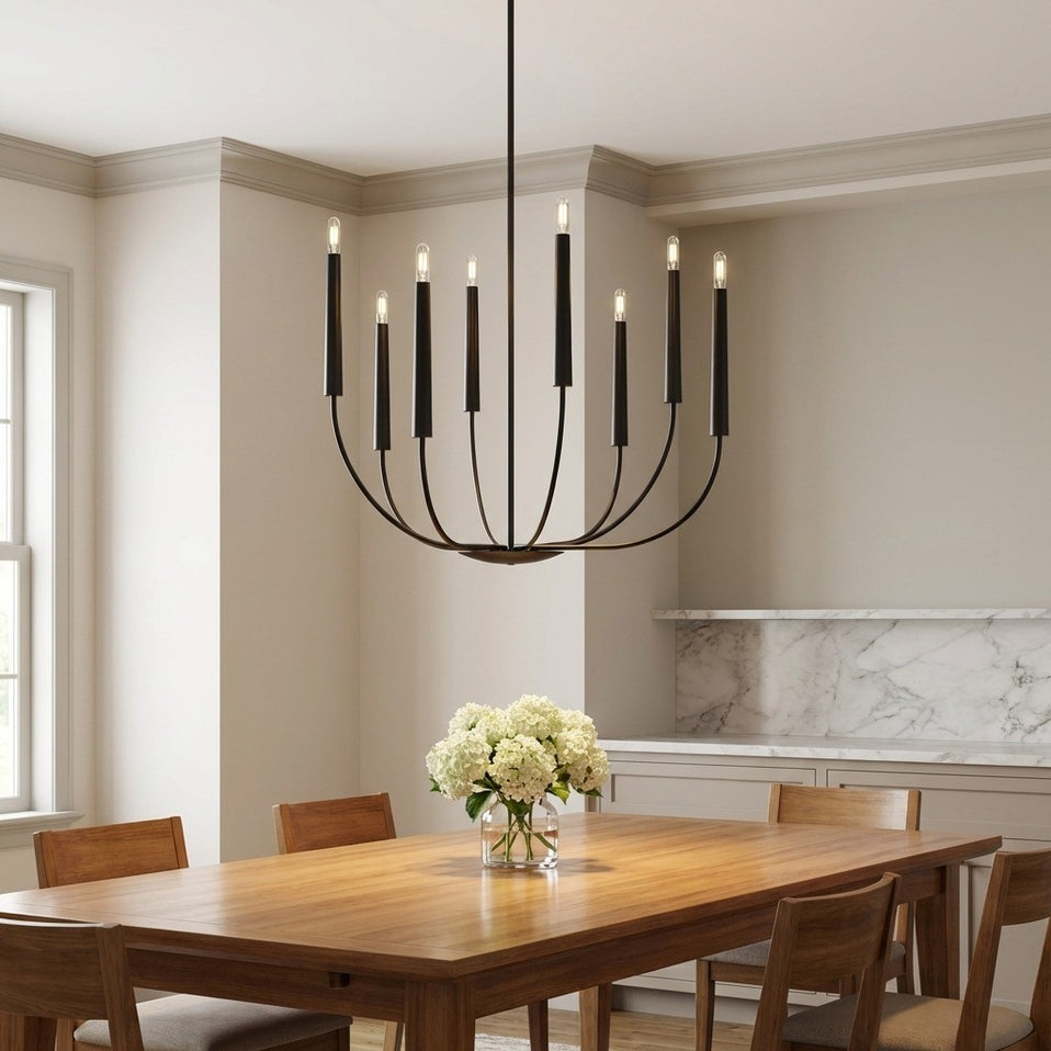 Visual Comfort Studio - EC1198AI - Eight Light Chandelier - Lois - Aged Iron | Aged Iron