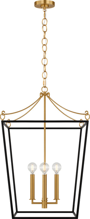 Visual Comfort Studio - KSC1174MBK - Four Light Lantern - Carlyle - Midnight Black | Burnished Brass