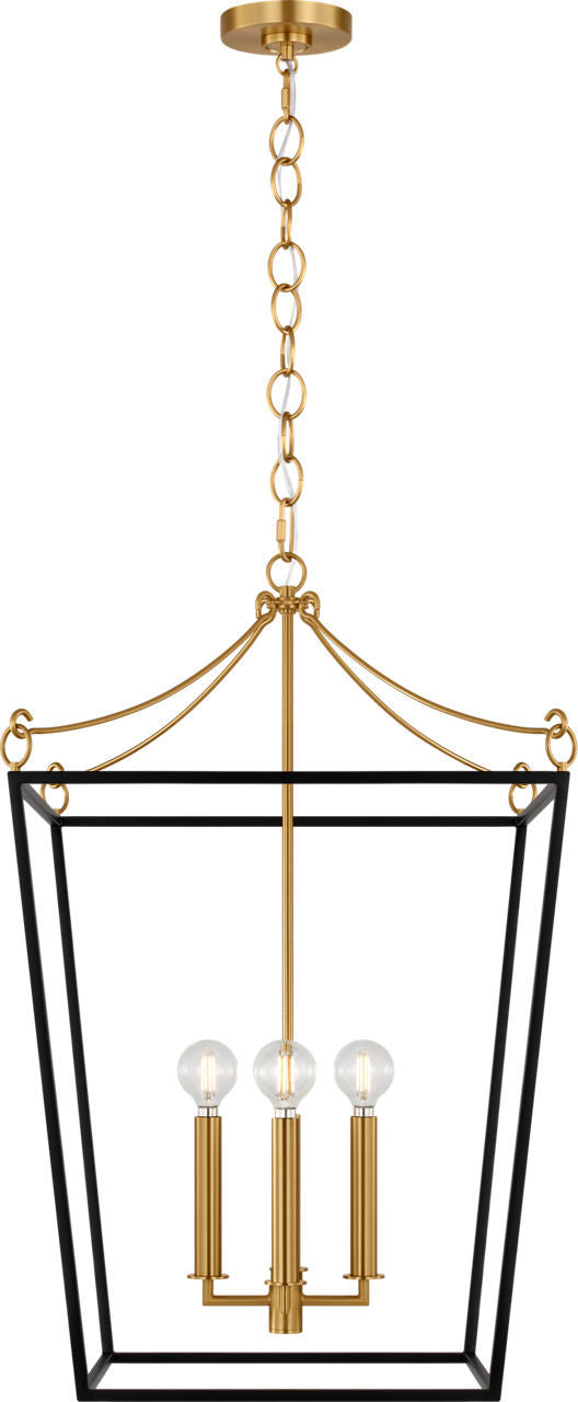 Visual Comfort Studio - KSC1174MBK - Four Light Lantern - Carlyle - Midnight Black | Burnished Brass