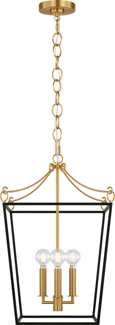 Visual Comfort Studio - KSC1183MBK - Three Light Lantern - Carlyle - Midnight Black | Burnished Brass