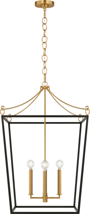 Visual Comfort Studio - KSC1194MBK - Four Light Lantern - Carlyle - Midnight Black | Burnished Brass