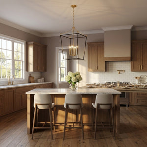 Visual Comfort Studio - KSC1204MBK - Four Light Lantern - Carlyle - Midnight Black | Burnished Brass