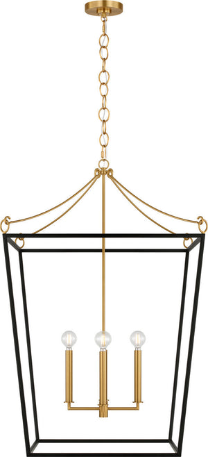 Visual Comfort Studio - KSC1204MBK - Four Light Lantern - Carlyle - Midnight Black | Burnished Brass