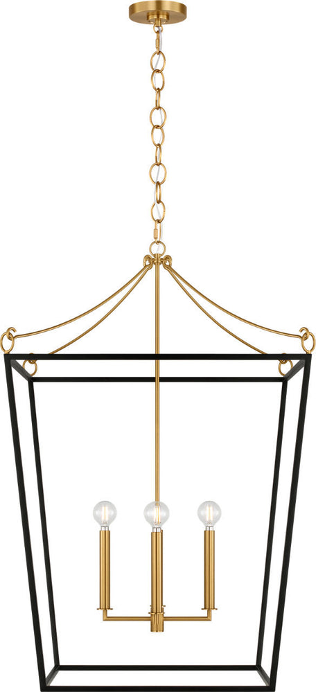 Visual Comfort Studio - KSC1204MBK - Four Light Lantern - Carlyle - Midnight Black | Burnished Brass