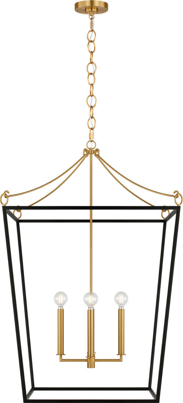 Visual Comfort Studio - KSC1204MBK - Four Light Lantern - Carlyle - Midnight Black | Burnished Brass