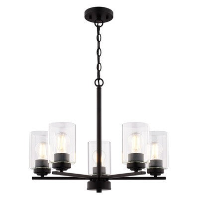 Vaxcel - H0313 - Five Light Chandelier - Park Ridge - Matte Black