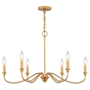 Vaxcel - H0318 - Six Light Chandelier - Annabelle - Muted Brass
