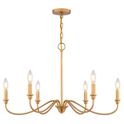 Vaxcel - H0318 - Six Light Chandelier - Annabelle - Muted Brass