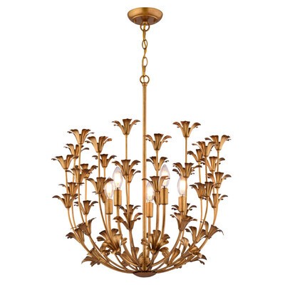 Vaxcel - P0433 - Five Light Pendant - Camellia - Gilded Gold