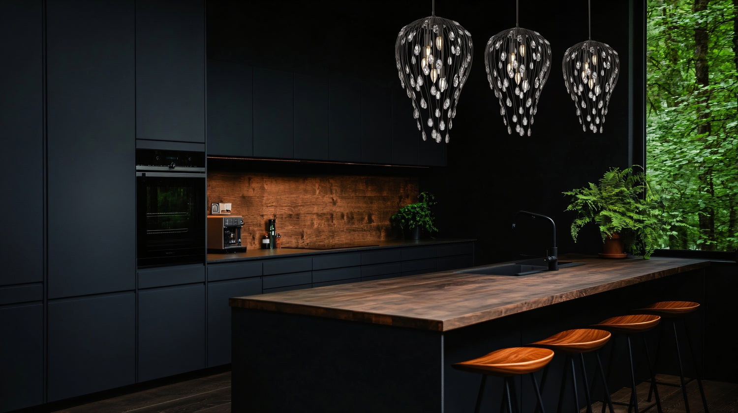 Z-Lite - 1957P15-MB - Five Light Pendant - Gabriella - Matte Black
