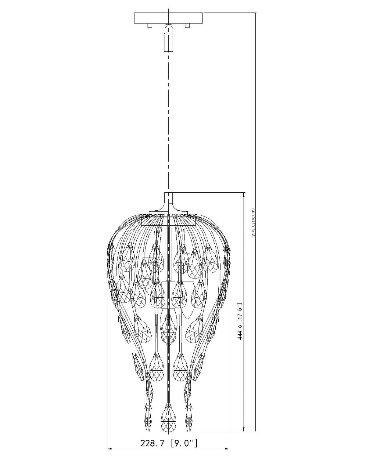 Z-Lite - 1957P9-MGLD - Three Light Pendant - Gabriella - Modern Gold