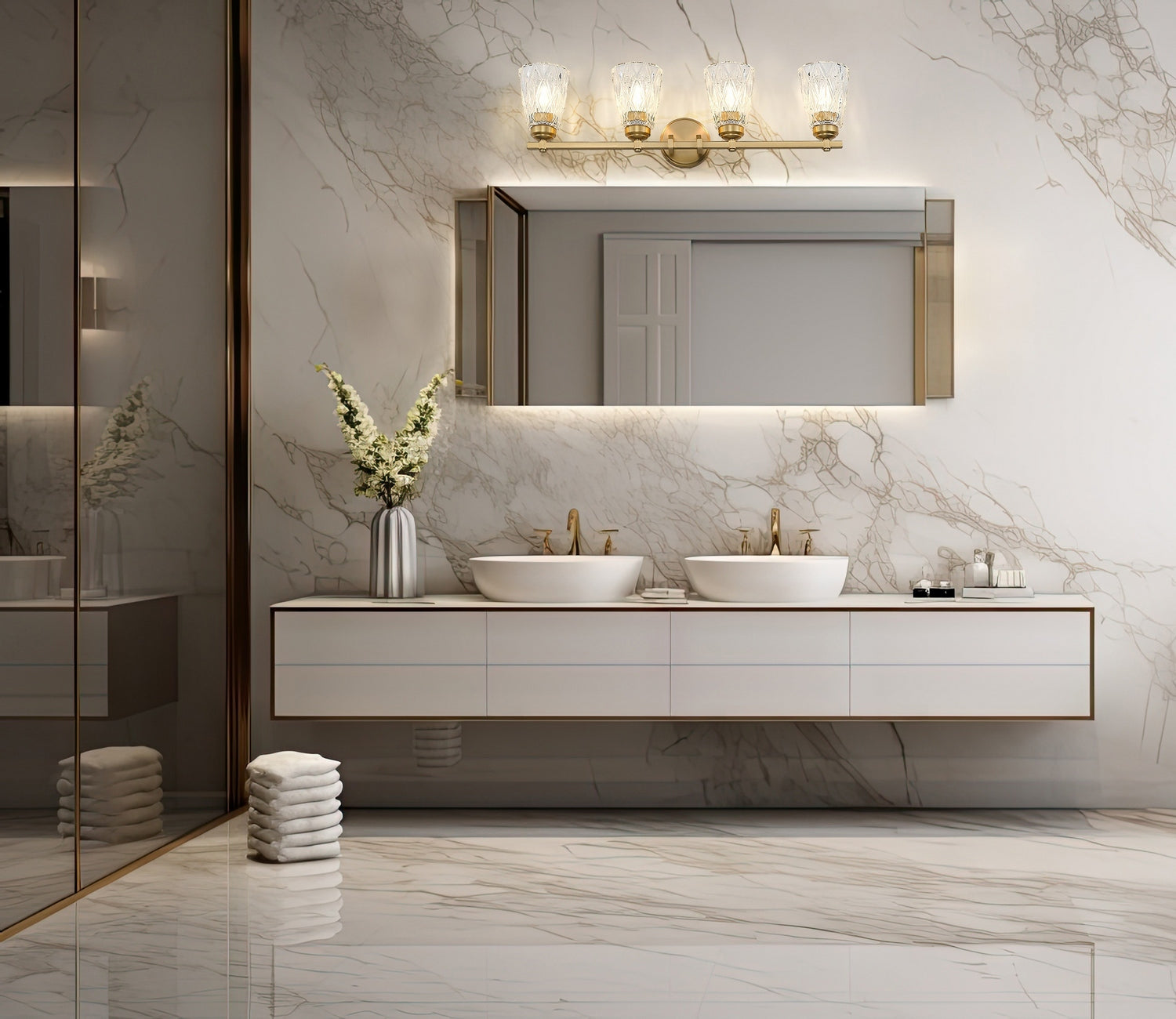 Z-Lite - 1960-4V-MGLD - Four Light Vanity - Andree - Modern Gold