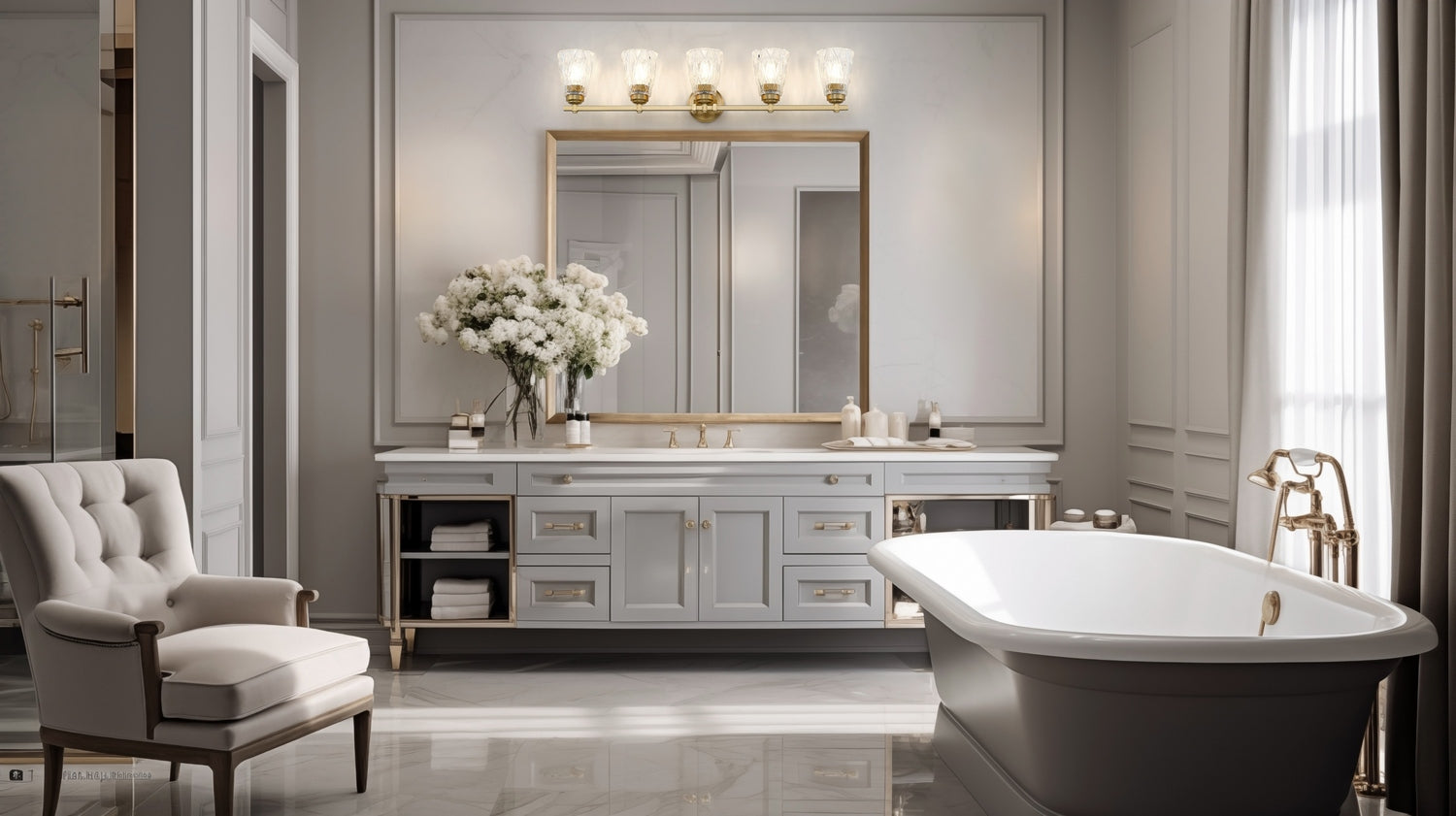 Z-Lite - 1960-5V-MGLD - Five Light Vanity - Andree - Modern Gold