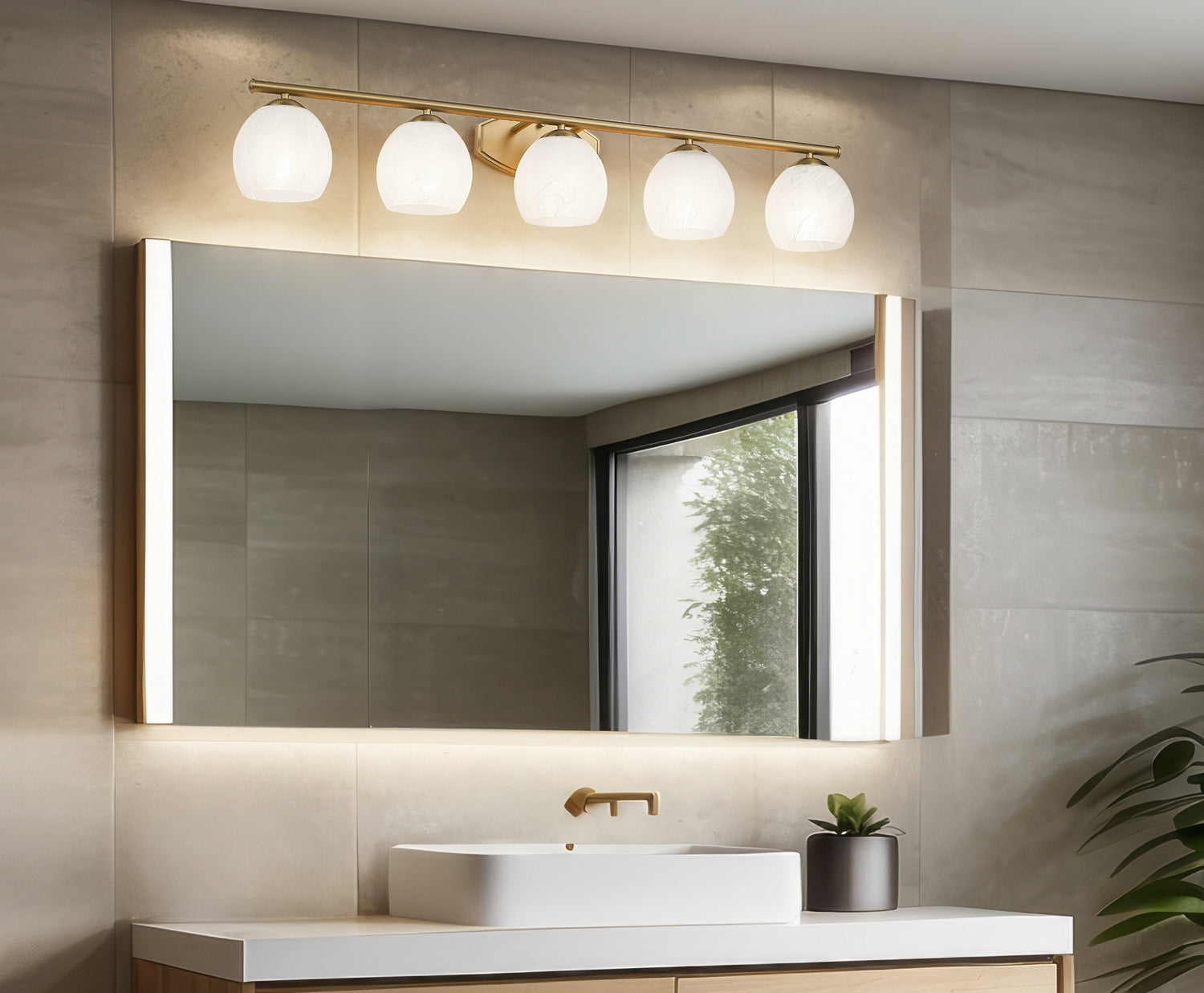 Z-Lite - 1963-5V-MGLD - Five Light Vanity - Colette - Modern Gold